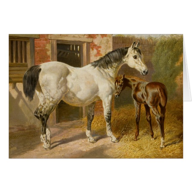 Vintage Thoroughbred Mare and Foal (Voorkant Horizontaal)