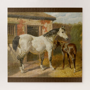 Vintage Thoroughbred Mare and Foal Legpuzzel