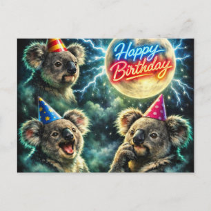Vintage Three Koala Moon Gelukkig Verjaardag Briefkaart