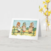 Vintage - Three Little Friends Kaart (Gele Bloem)