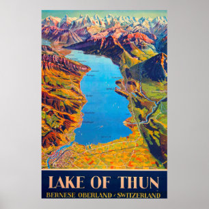 Vintage Thunersee Zwitserland Reizen Poster