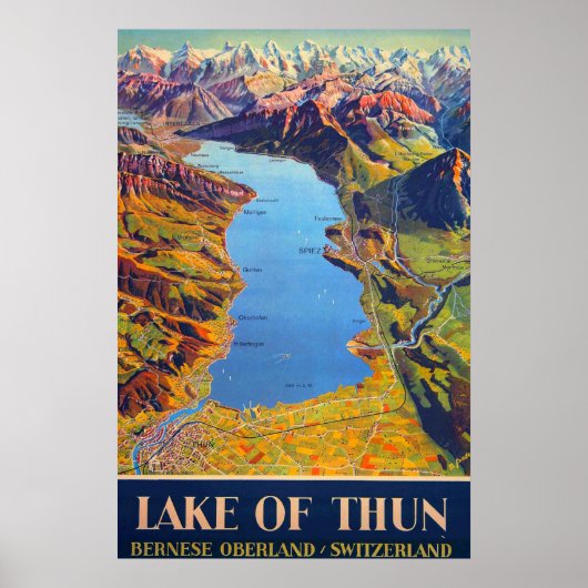 Vintage Thunersee Zwitserland Reizen Poster (Voorkant)