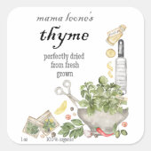 Vintage Thyme Jar Bottle  Vierkante Sticker (Voorkant)