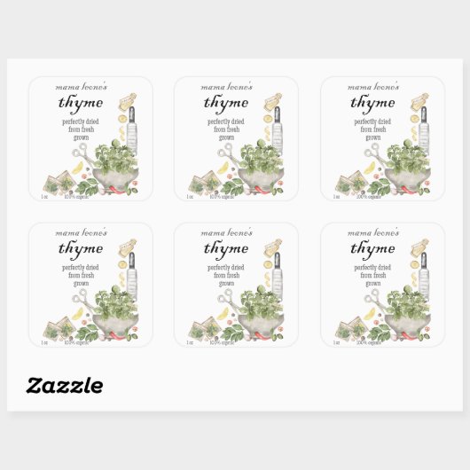 Vintage Thyme Jar Bottle  Vierkante Sticker (Vel)