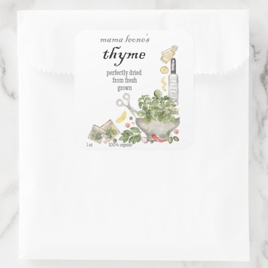 Vintage Thyme Jar Bottle Vierkante Sticker (Tas)
