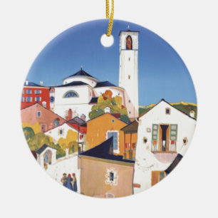 Vintage Ticino Tessin Canton Zwitserland Keramisch Ornament