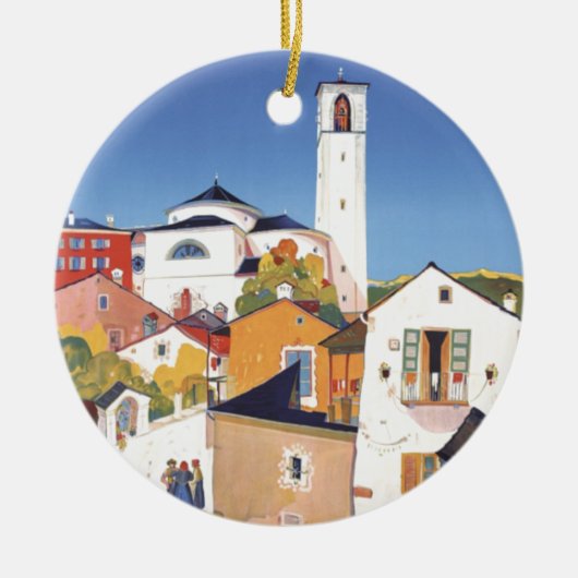 Vintage Ticino Tessin Canton Zwitserland Keramisch Ornament (Voorkant)