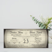 Vintage Ticket Style Wedding Invitation Kaart (Staand voorkant)