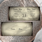 Vintage Ticket Style Wedding Invitation Kaart