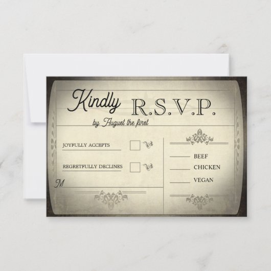 Vintage Ticket Style Wedding RSVP (Voorkant)