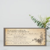 vintage ticket typografische jubileum uitnodiginge kaart (Staand voorkant)
