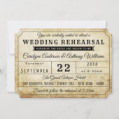 Vintage Ticket Wedding Rehearsal Dinner Kaart (Voorkant)
