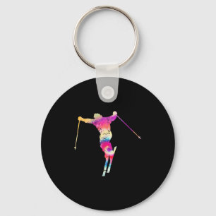 Vintage Tie Dye Sneeuw Ski Liefhebber Grafische Ku Sleutelhanger