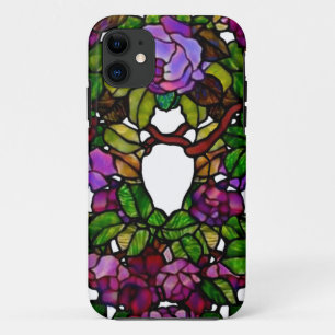 Vintage Tiffany Glas in lood Paarse Rozen Case-Mate iPhone Case