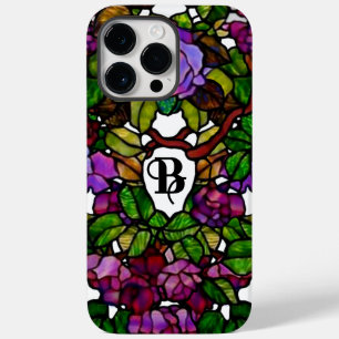 Vintage Tiffany Glas in lood Paarse Rozen Case-Mate iPhone 14 Pro Max Hoesje