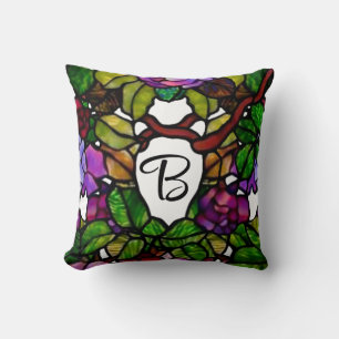 Vintage Tiffany Glas in lood Paarse Rozen Kussen