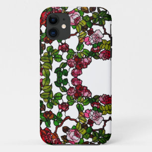 Vintage Tiffany Glas in lood Roze en rode rozen Case-Mate iPhone Case