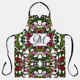 Vintage Tiffany Glas in lood Roze en rode rozen Schort