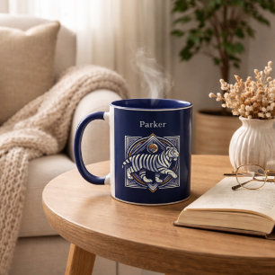 Vintage Tiger Marineblauw Mok