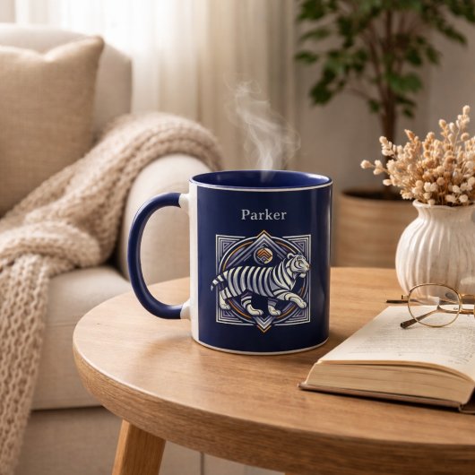 Vintage Tiger Marineblauw Mok