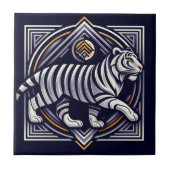 Vintage Tiger Navy Blauw Tegeltje (Voorkant)
