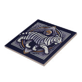 Vintage Tiger Navy Blauw Tegeltje (Zijkant)
