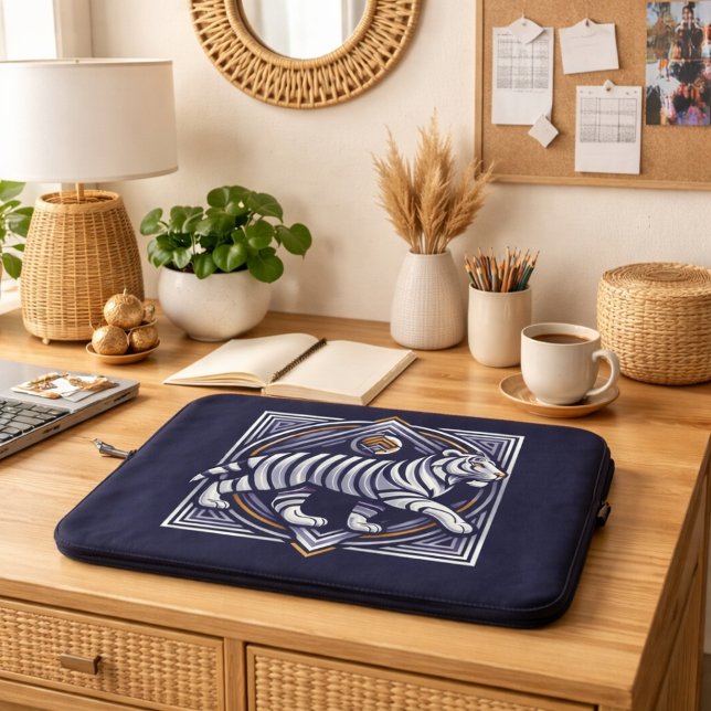 Vintage Tiger Navy Blue Laptop Sleeve (Creator heeft geüpload)