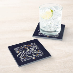 Vintage Tiger Navyblauw Glazen Onderzetter