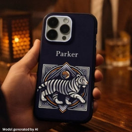 Vintage Tiger Navyblauw iPhone 16 Pro Hoesje