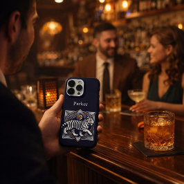 Vintage Tiger Navyblauw iPhone 16 Pro Hoesje