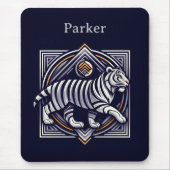 Vintage Tiger Navyblauw Muismat (Voorkant)