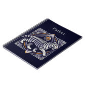 Vintage Tiger Navyblauw Notitieboek (Linkerzijde)