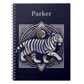 Vintage Tiger Navyblauw Notitieboek (Voorkant)