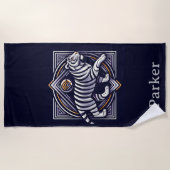 Vintage Tiger Navyblauw Strandlaken (Voorkant)