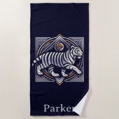 Vintage Tiger Navyblauw Strandlaken (Voorkant)