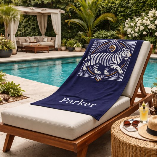 Vintage Tiger Navyblauw Strandlaken