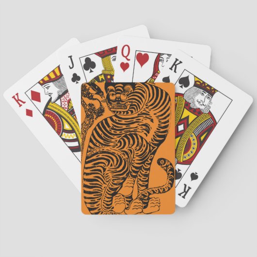Vintage Tiger Speelkaarten – Japanse Houtblokdruk (Achterkant)