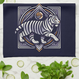 Vintage Tijger Marineblauw Theedoek