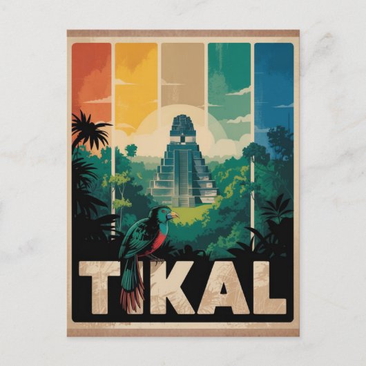 Vintage Tikal Guatemala Mayan Temple Travel Briefkaart (Voorkant)