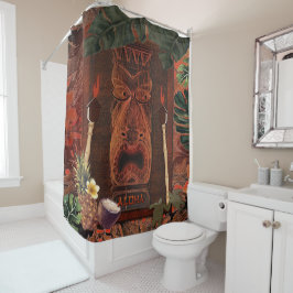 Vintage Tiki Aloha Hawaiaans Rustiek Tropisch Eila Douchegordijn