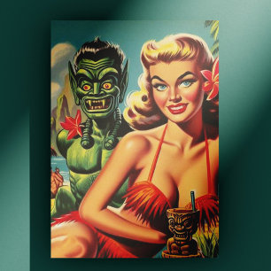 Vintage Tiki Pin-up Briefkaart
