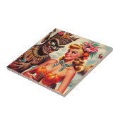 Vintage Tiki Pin-up Tegeltje (Zijkant)