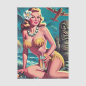Vintage Tiki Pin-up Tissuepapier (Voorkant)