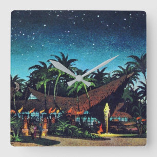 Vintage Tiki Vierkante Klok