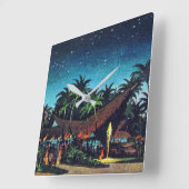 Vintage Tiki Vierkante Klok (Hoek)