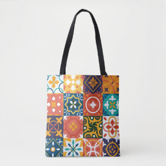 Vintage tiles Vintage background. Traditional geom Tote Bag