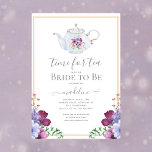 Vintage Time For Tea Floral Bridal Shower Kaart<br><div class="desc">Lovely vintage tea pot with florals and Time for Tea with the Bride to Be theme bridal shower invitation. The tea pot has gold accents and beautiful flowers painted on it. Matching florals are in the bottom corners. Amazing script calligraphy adds to the look. Such a wonderful design for your...</div>