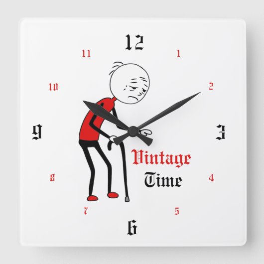 Vintage Time Vierkante Klok (Voorkant)
