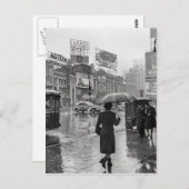Vintage Times Square NYC Rainy Day Briefkaart (Voorkant / Achterkant)