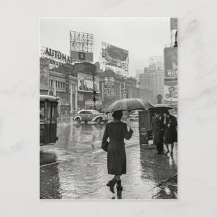 Vintage Times Square NYC Rainy Day Briefkaart